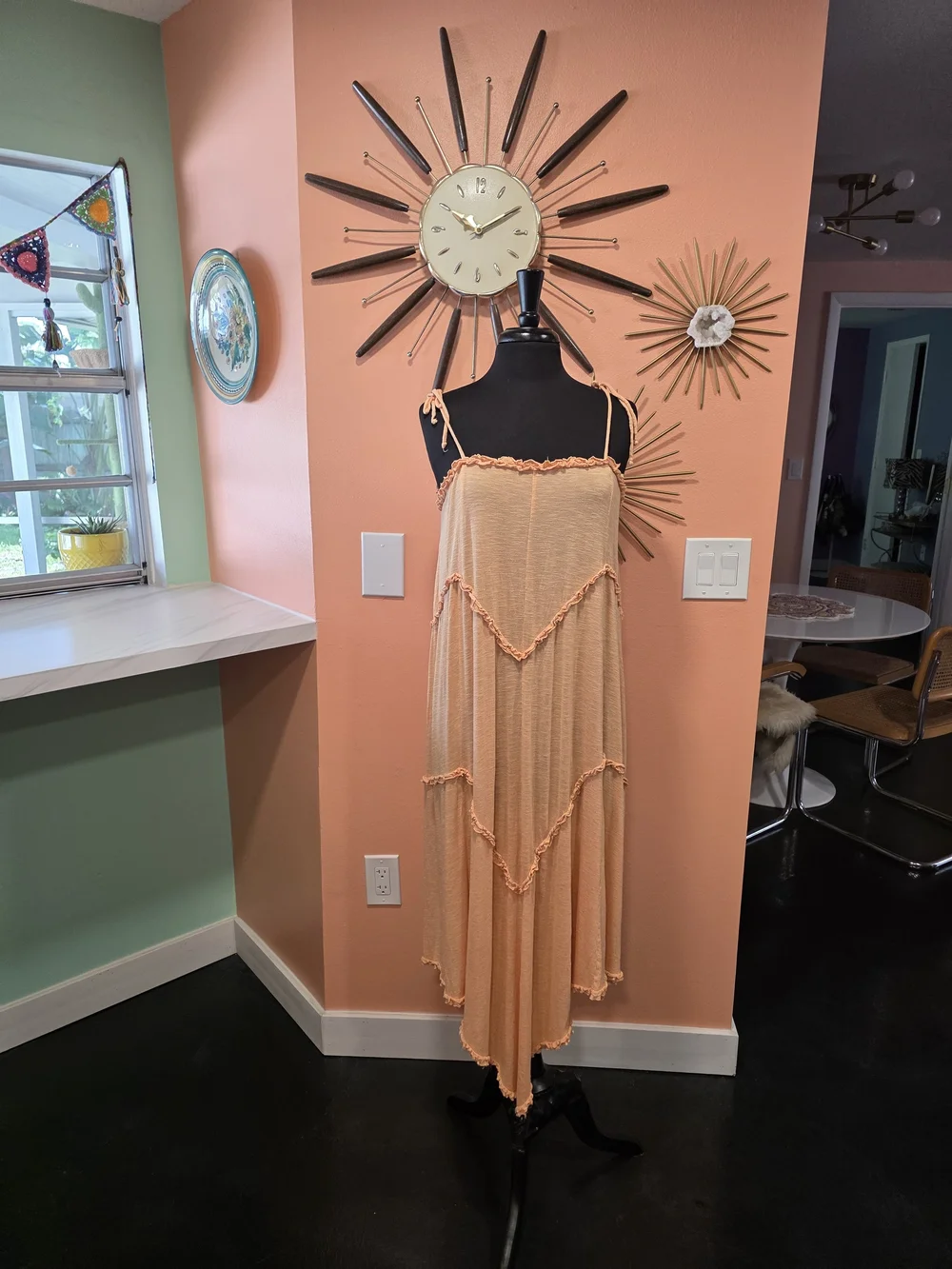 Free People FP Beach Avalon Ruffle Peach Maxi Dress